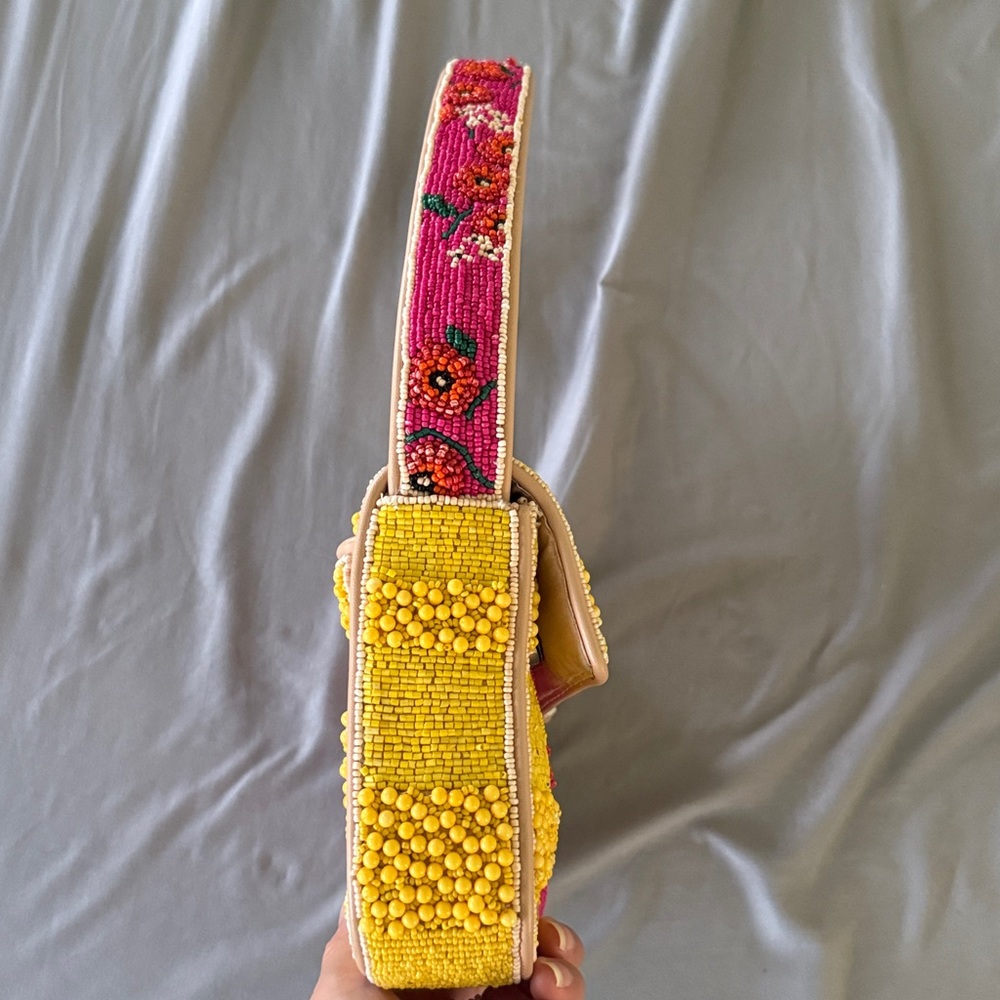 STAUD Tommy Beaded Bag, Pink Patchwork - Picture 7 of 8